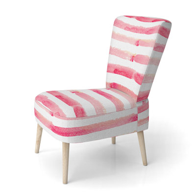 Pink And White Striped Pattern - Upholstered Patterned Accent Side Chair