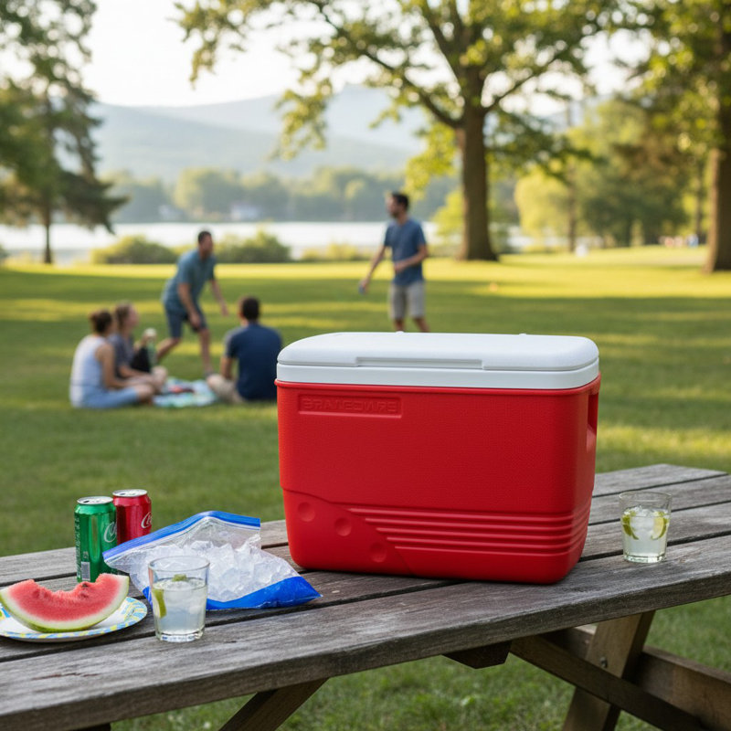 31.7 Qt Insulated Ice Box Cooler, Red