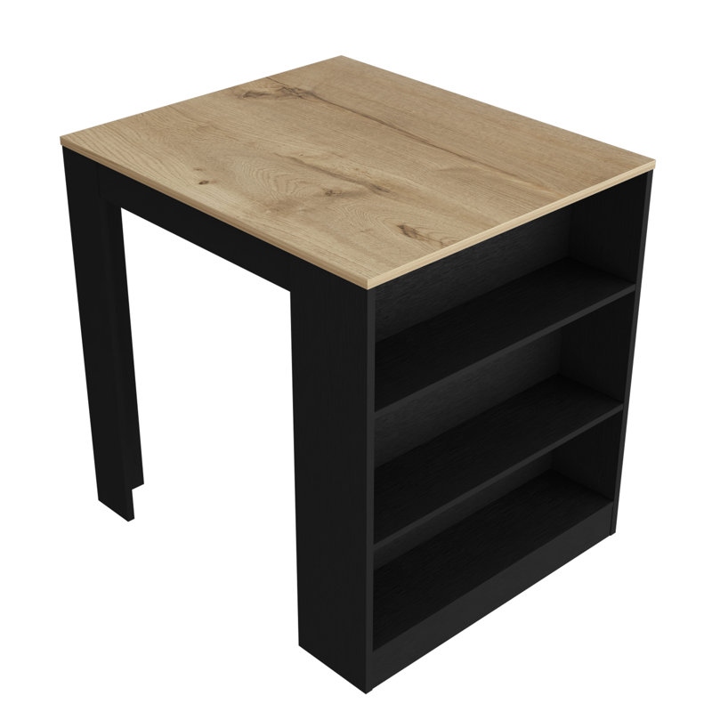 Alameda Kitchen Island, Three Drawers Concealed, Black