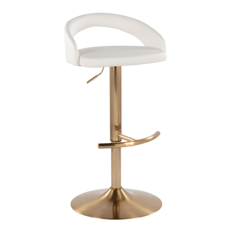 Tabouret de bar Laurenzio, Blanc / similicuir, Doré