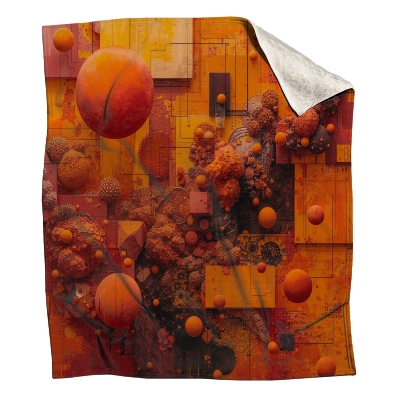 Couvertures orange sphériques abstraites, L 50 po x H 60 po