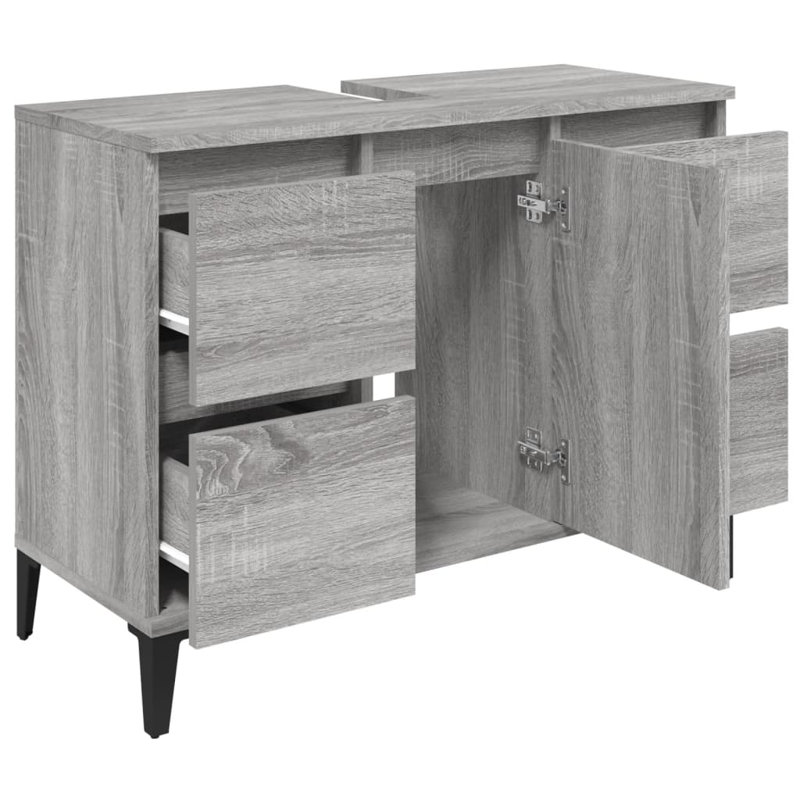 Tonsina Freestanding Bathroom Cabinet, Grey Sonoma/Black