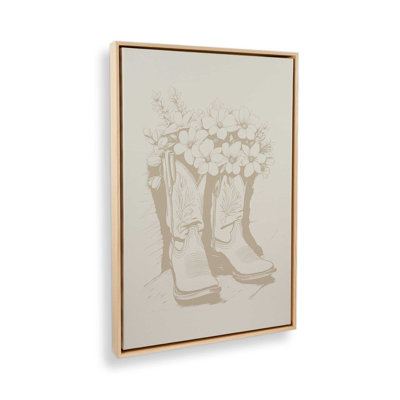 Botanical Cowboy Boots Canvas Print in a Frame