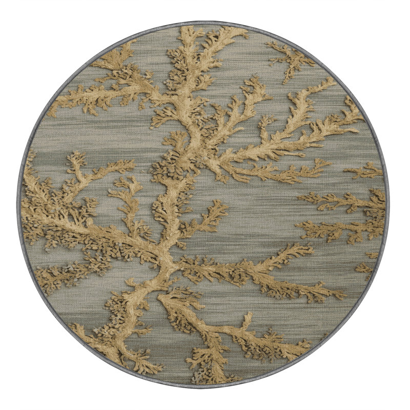 Tapis brun lavable à la machine, Rond 8 pi