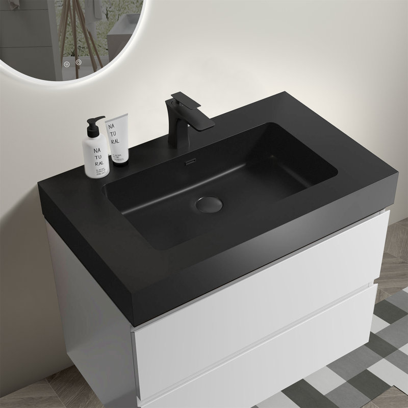 Meuble-lavabo avec lavabo Alice, 30", Blanc, Noir