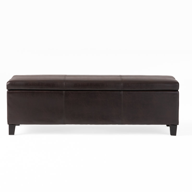 Brown PU Leather Storage Ottoman Bench - Multi-Functional Seating and Hidden Storage Solution