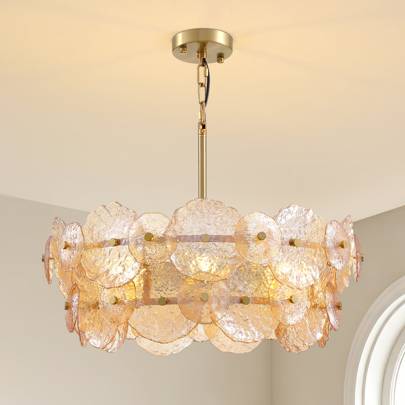 Lustre en verre ambré à 6 lumières 24,8 po Modern Glam