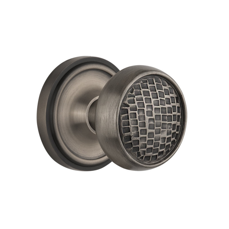 Classic Rosette with Craftsman Door Knob, Antique Pewter
