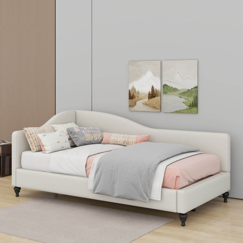 Twin Size L-Shaped Daybed, Beige, Twin