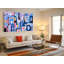 «Triptych», art mural moderne sur toile, peinture géométrique bleue et rose - grande décoration murale contemporaine, reproduction artistique audacieuse-501031619