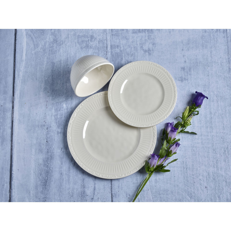 Cream Melamine 12-Piece Dinnerware Set, Service for 4
