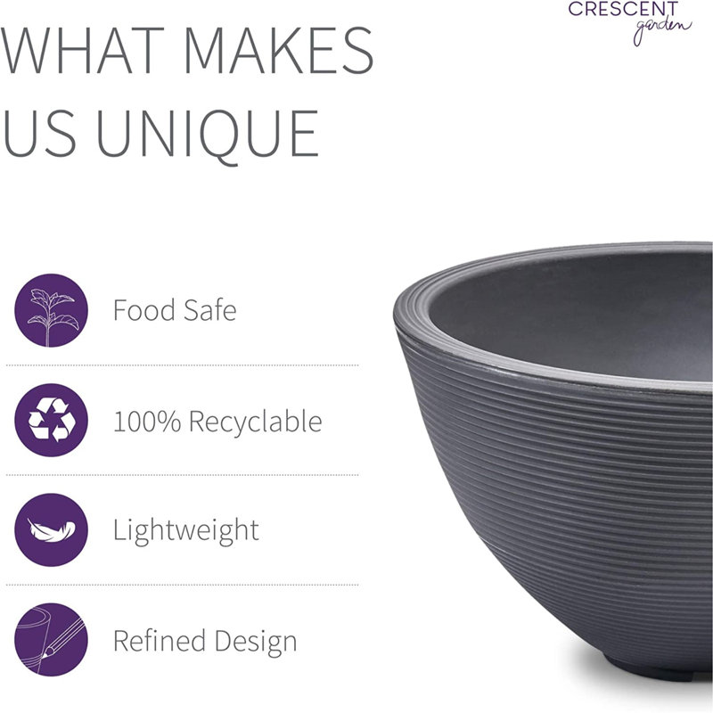 Slate Gray 16-Inch Double-Walled Round Planter