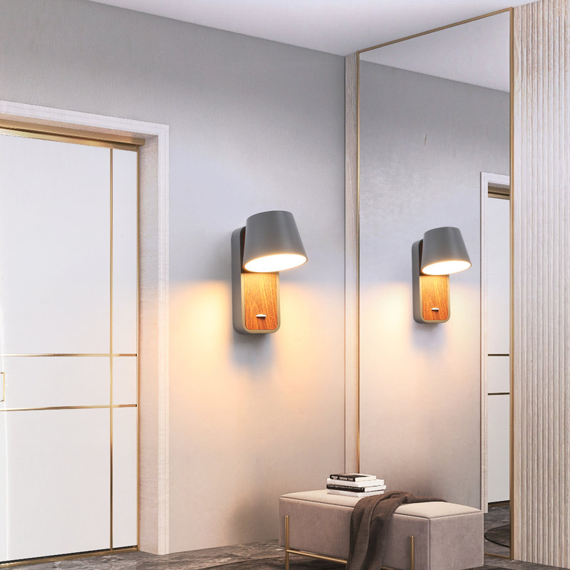 Dillman Aluminum LED Plug-in Armed Sconce, Matte Gray