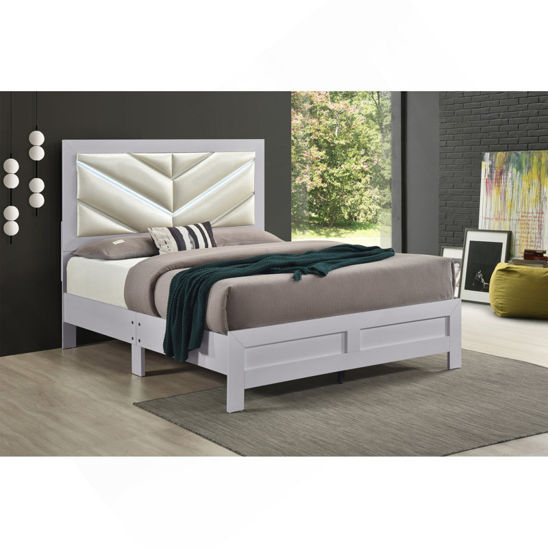 Lit double (matelas non inclus), blanc scintillant, Full