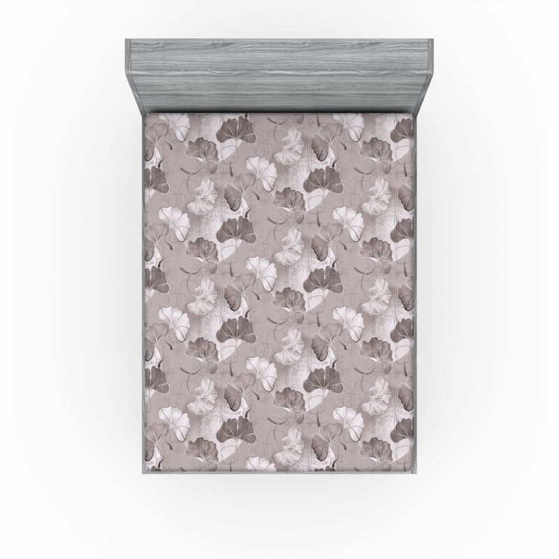 Drap-housse Ambesonne, Drap-housse très grand californien, Gris très pâle, gris pâle / floral