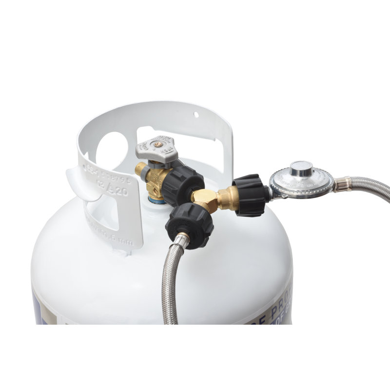 Flame King Y-Splitter Adapter with Valves, 2-Way LP Connector for 20LB Propane Tank Cylinders