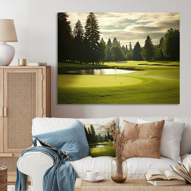 Golf Fairway Serenity - Art encadré golf, Toile tendue, H 34 po x l 44 po x P 1,5 po