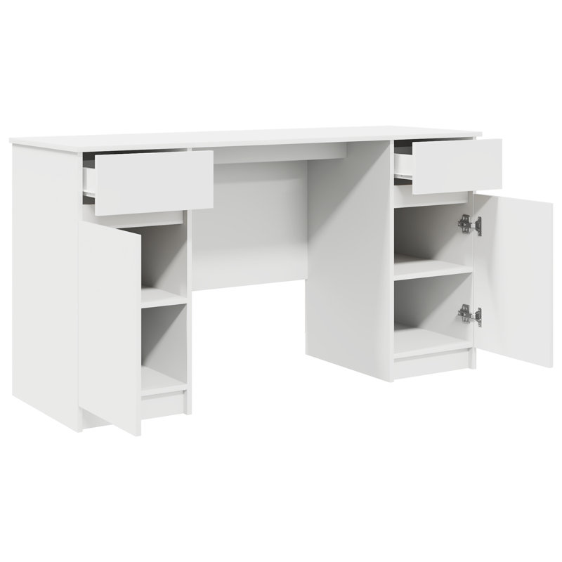Vidaxl Desk White 140X49x76 Cm Engineered Wood