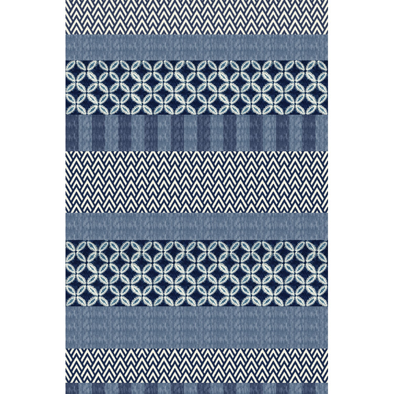 Tapis décoratif bleu à motif géométrique moderne, Tapis de couloir 3 pi 9,81 po x 6 pi 6,74 po