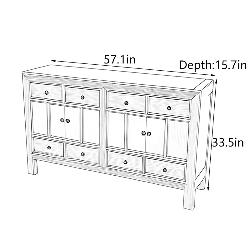 Armoire de couloir en orme massif de style Wabi-Sabi