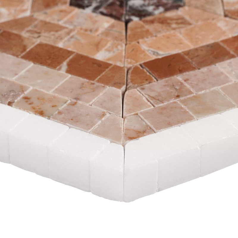Ako 6" Hexagon Marble Micro Mosaic Tile, Terracotta Rosa