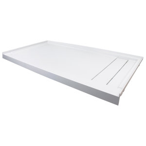 60" W x 32" D Single Threshold Shower Base with Drain Cover