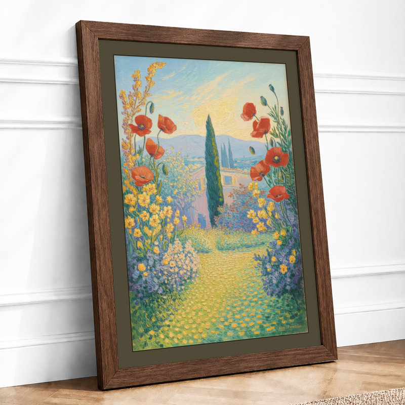 Garden Pathway Botanical - Framed Print, A1 - 84.1 x 59.4 cm, Walnut