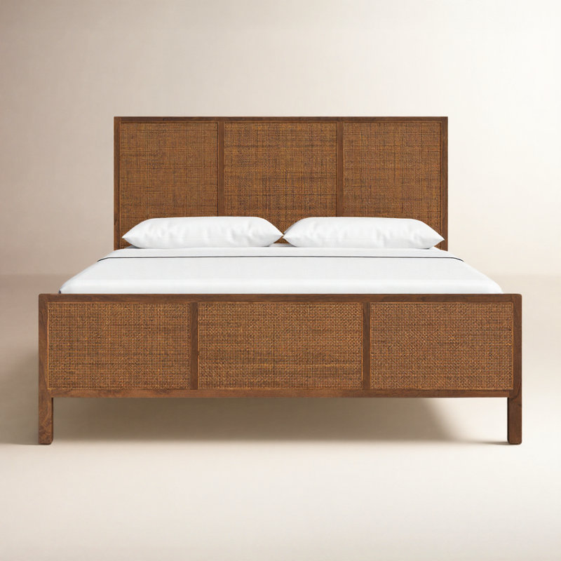 Nellie Cane Bed, King, Brown Wash