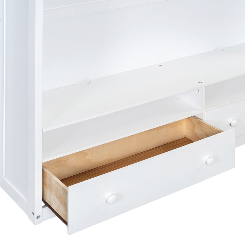Loft Bed With Drawers, White