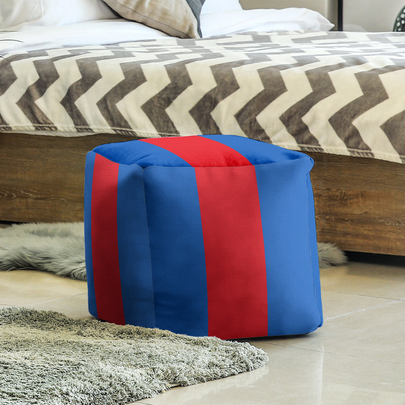 Repose-pieds à cubes à rayures kansas, Bleu / rouge / bleu