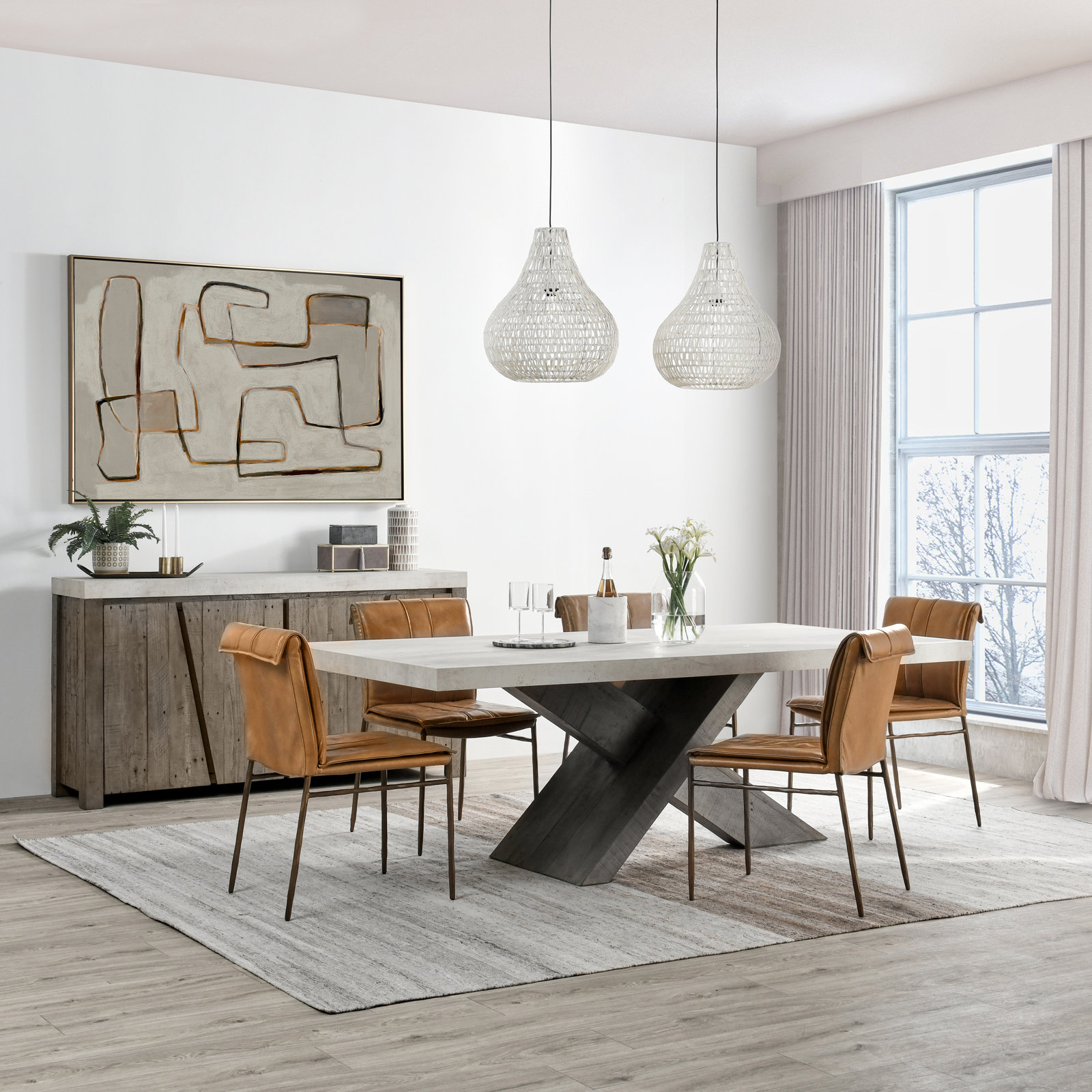 Genesta Dimmable Woven Single Light Pendant, White