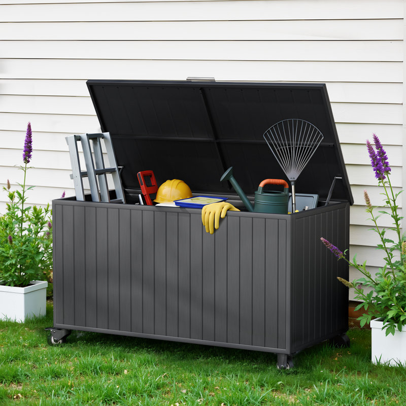 Boîte de rangement pour l'extérieur 150 gallons, 150 gallons, Noir
