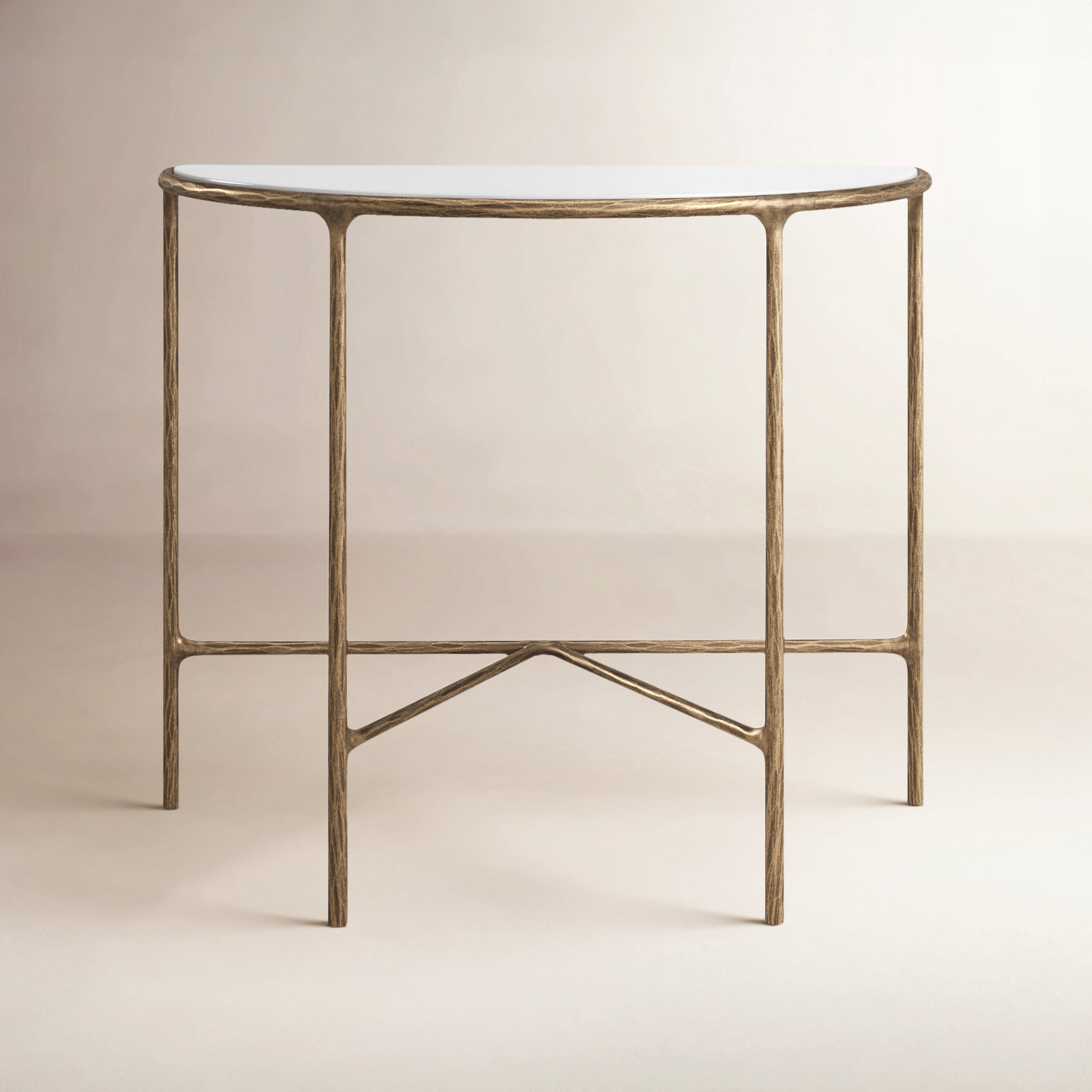 Evelynn 36'' Console Table, Brass, White Marble