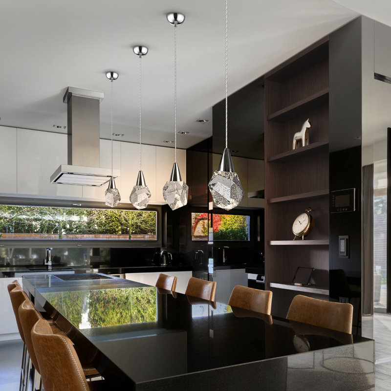 Abbotsen 1 - Light LED Crystal;Single Pendant, Chrome