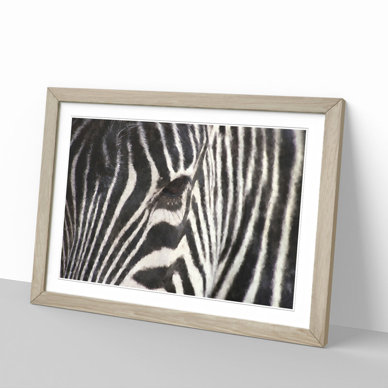 Zebra Vol.4 - Picture Frame Painting, 27cm H x 36cm W x 2cm D, Oak