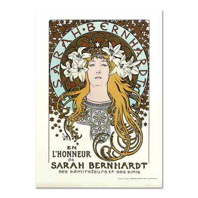 In Honor of Sarah Bernhardt by Alphonse Mucha - Rectangle Painting