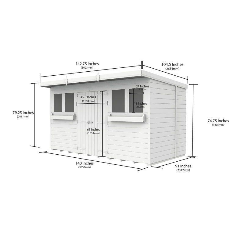 12ft x 8ft Pent Summer Shed