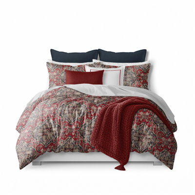 Tangier Red/Blue Linen Set Comforter Set