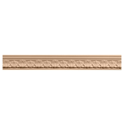 4 1/2"H x 5"P x 6 3/4"F x 94 1/2"L Acanthus Leaf Carved Wood Crown Moulding, Alder