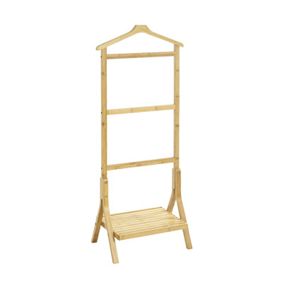 Lenora Solid Wood Freestanding Valet Stand with Storage