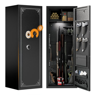 12 grands coffres-forts pour fusils de chasse avec armoire intérieure verrouillable et panneau perforé réglable, armoire avec double alarme et fonction de coupure du son