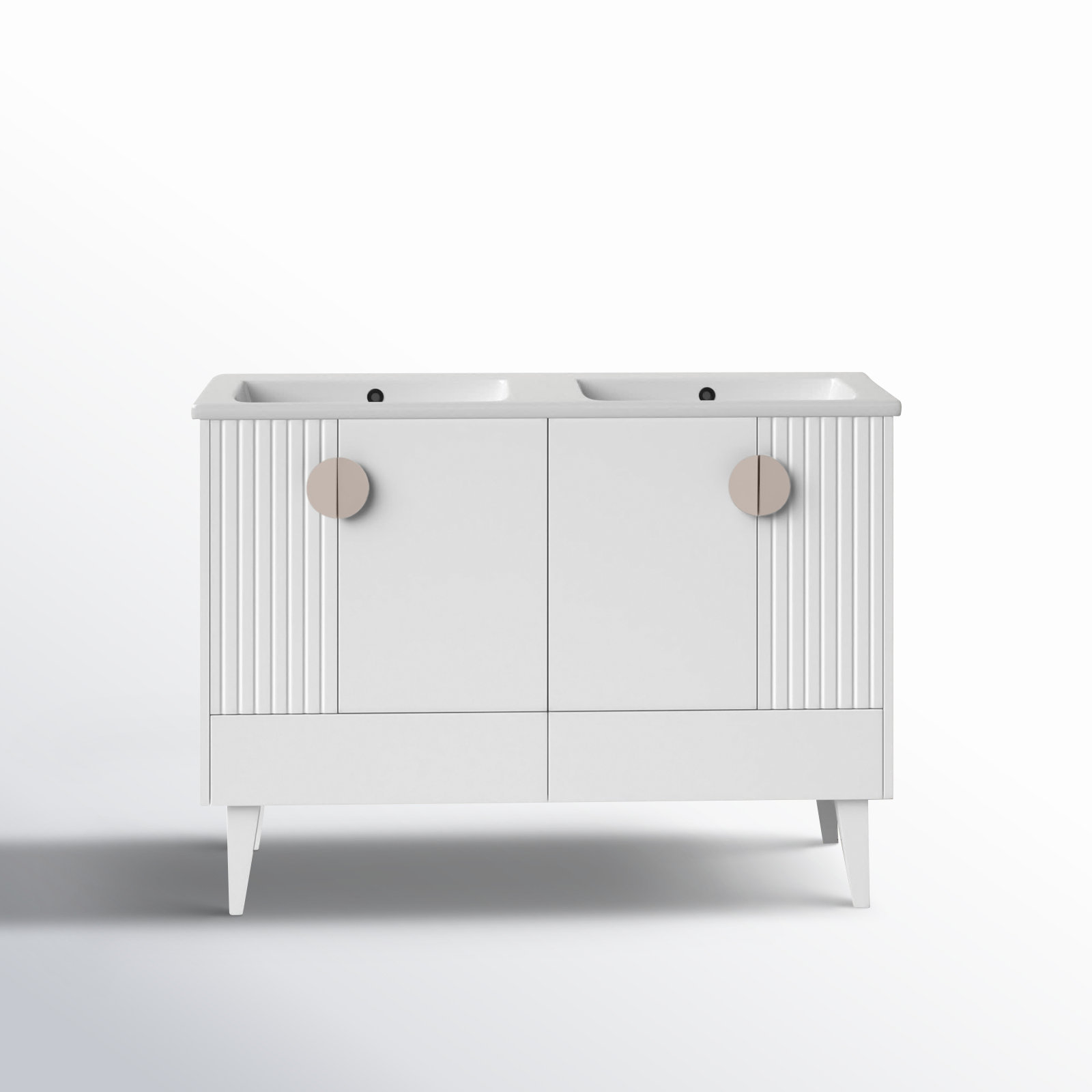 Saimah 47.25'' Double Bathroom Vanity, White Matte, Satin Nickel