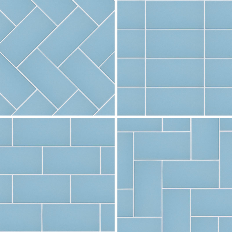 Piscina Brick 4-3/4 In. X 9-5/8 In. Porcelain Floor And Wall Tile, Blue
