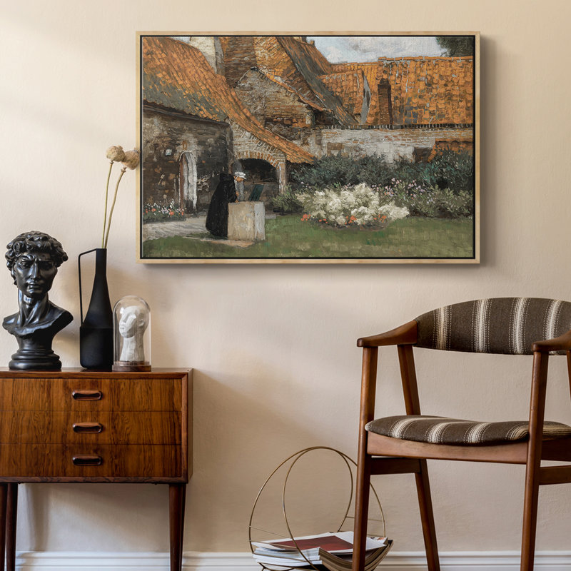 Paysage rétro - DCCLX, Toile avec cadre flottant noir, H 25 po x l 37 po x P 2 cm