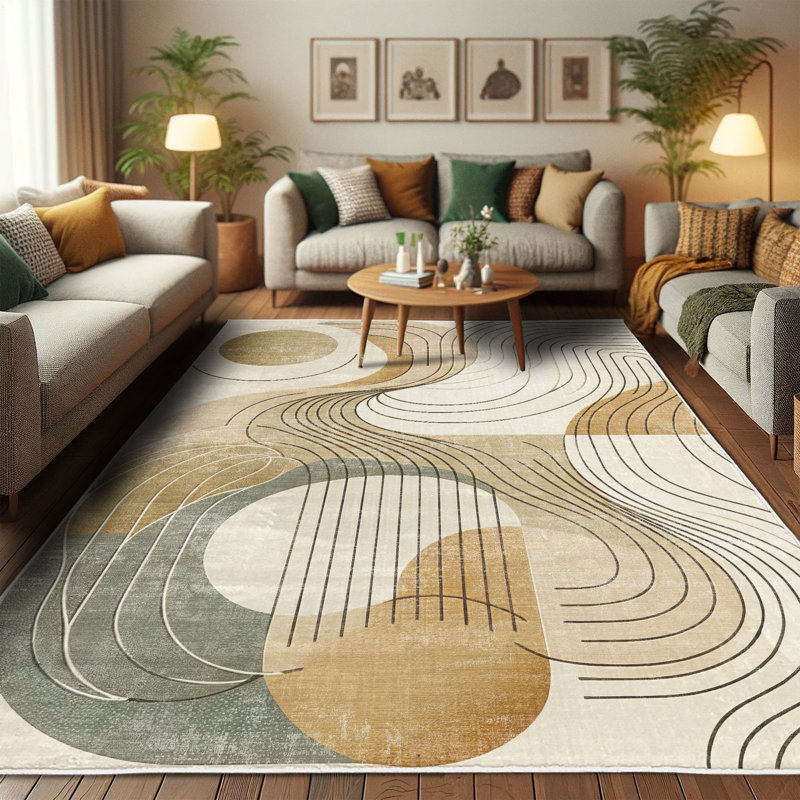 Gray Abstract Synthetic Easy Care Rectangular Area Rug 2' 3" x 3' 9"