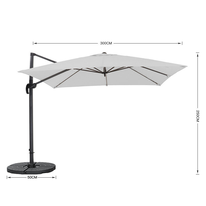 Aanyah 300cm Cantilever Parasol, Light Grey