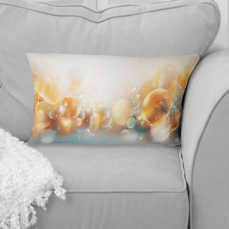 Coussin décoratif doré et blanc «Fractal Tsunami I»
