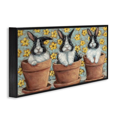 Three Bunnies in Pots Art by Sara G. Designs