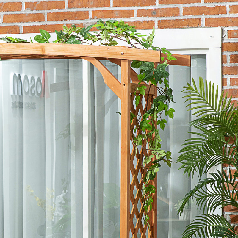 Banc de jardin Outsunny, arche avec pergola et 2 treillis, Brown