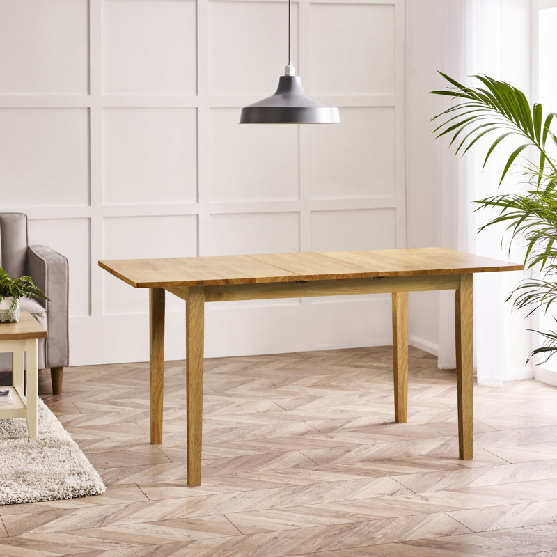 Alissah Rubberwood Extending Dining Table Set, 5 Pieces: Table, 2 Benches, 2 Chairs, Oak